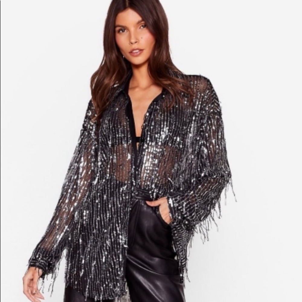 Nasty Gal All That Glitters Tasle Sequin Shirt